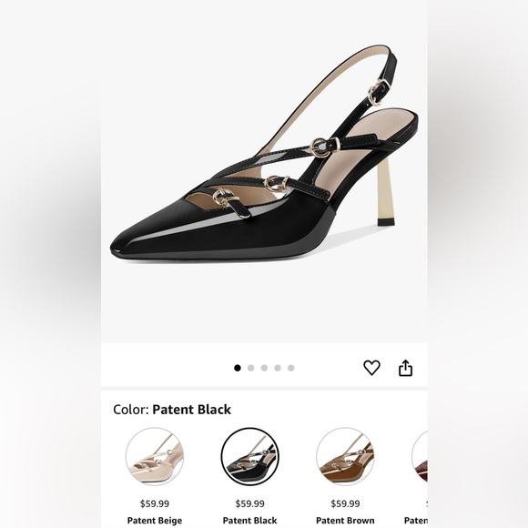 AUMOTED Womens Slingback Stiletto Pointed Toe Metallic Buckle Pumps 8.5, BNIB - Picture 2 of 12